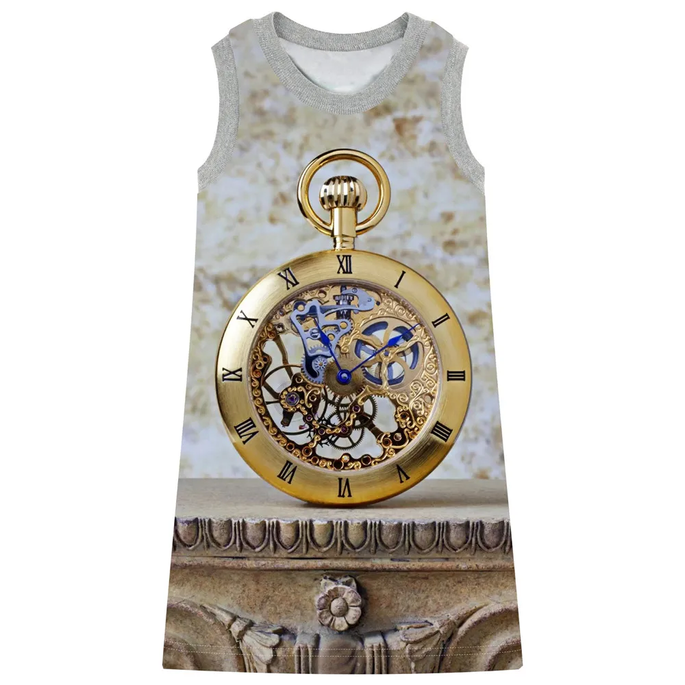 Children Dress sleeveless Clocks and watches Print Pattern Kids Dresses for Girls Clothes baby Summer style Girls Dresses Brand
Children Dress sleeveless Clocks and watches Print Pattern Kids Dresses for Girls Clothes baby Summer style Girls Dresses Brand