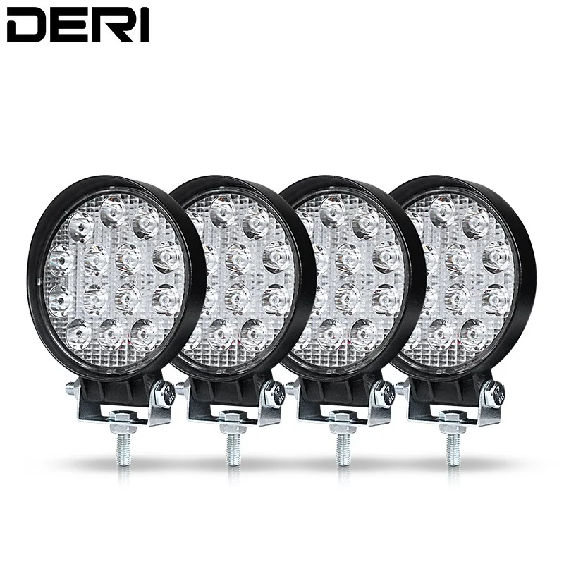 

4Pcs 4 inch 42W Round LED Work Light Offroad Car 4WD Truck Tractor Boat Trailer 4x4 ATV SUV UTV 12 24V Flood Spot Driving lights