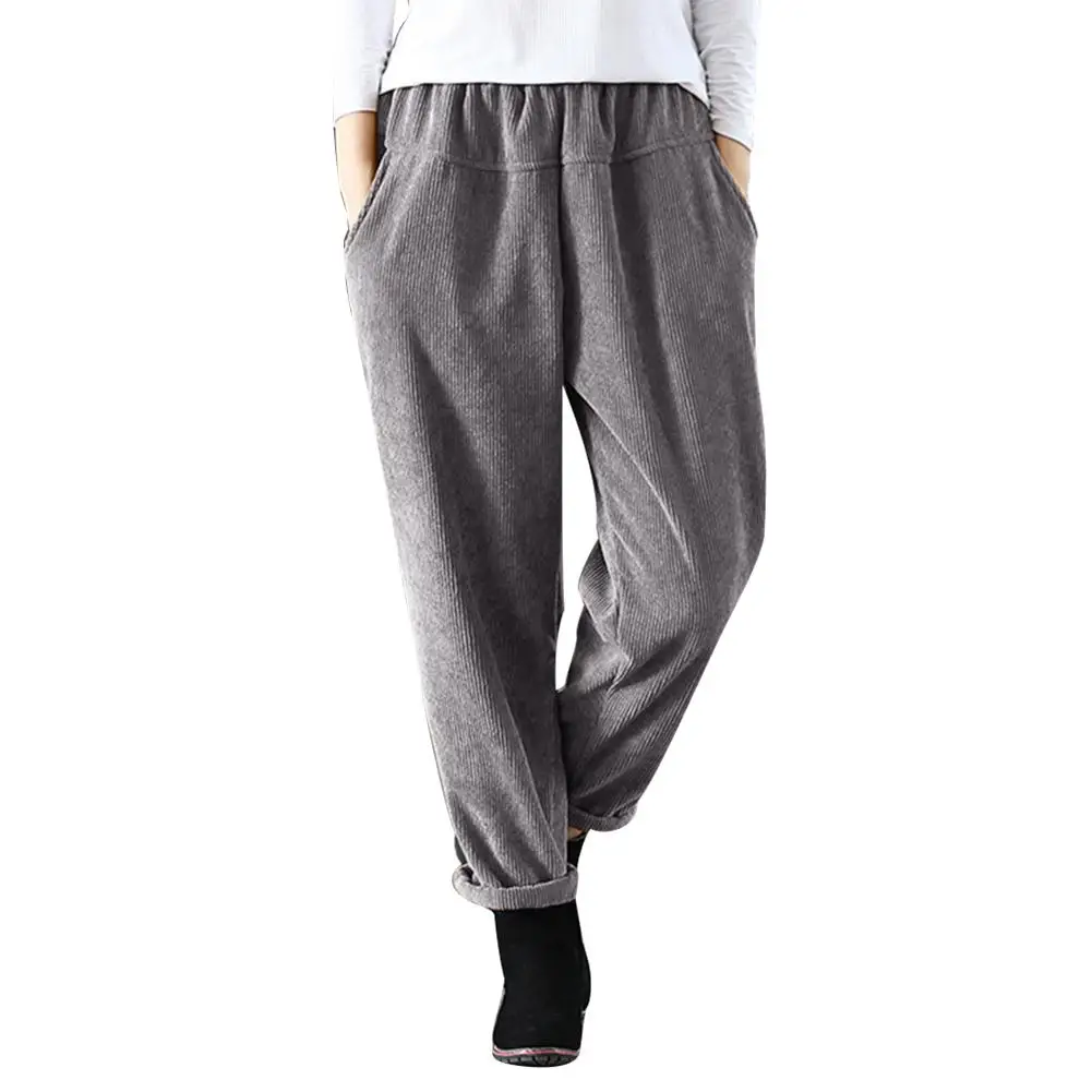 New Women Casual Solid Color Elastic Middle Waist Corduroy Pants Loose Long Trousers
New Women Casual Solid Color Elastic Middle Waist Corduroy Pants Loose Long Trousers