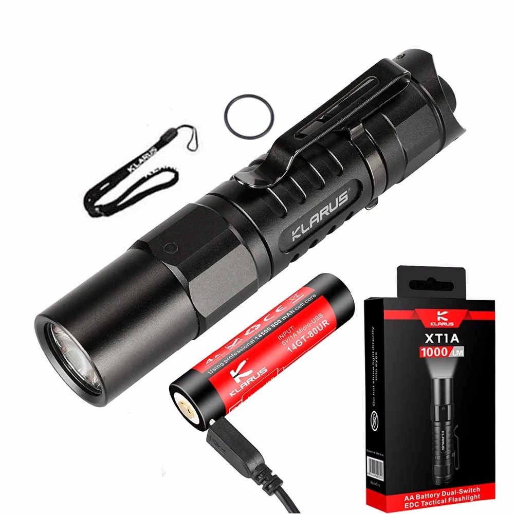 Klarus XT1A 1000 lumens CREE XP-L HD V6 LED AA Battery Dual-Switch EDC Tactical Flashlight Compact Handheld Torch with battery
Klarus XT1A 1000 lumens CREE XP-L HD V6 LED AA Battery Dual-Switch EDC Tactical Flashlight Compact Handheld Torch with battery
