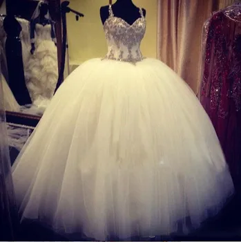 Elegant Sweetheart Wedding Party Dresses White Tulle Beaded Crystals Puffy Princess Ball Gown
Elegant Sweetheart Wedding Party Dresses White Tulle Beaded Crystals Puffy Princess Ball Gown