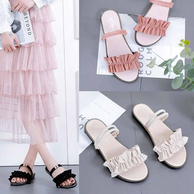 Two wearing sandals female flat open toe beach shoes Korean version of wild sandals
Two wearing sandals female flat open toe beach shoes Korean version of wild sandals