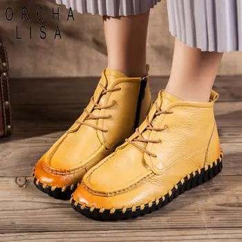 ORCHA LISA Big Size 35-42 Genuine Cow Leather Lace-Up Ankle Boots for Women Cross-tied Flat Spring Boots Female Botties C686
ORCHA LISA Big Size 35-42 Genuine Cow Leather Lace-Up Ankle Boots for Women Cross-tied Flat Spring Boots Female Botties C686