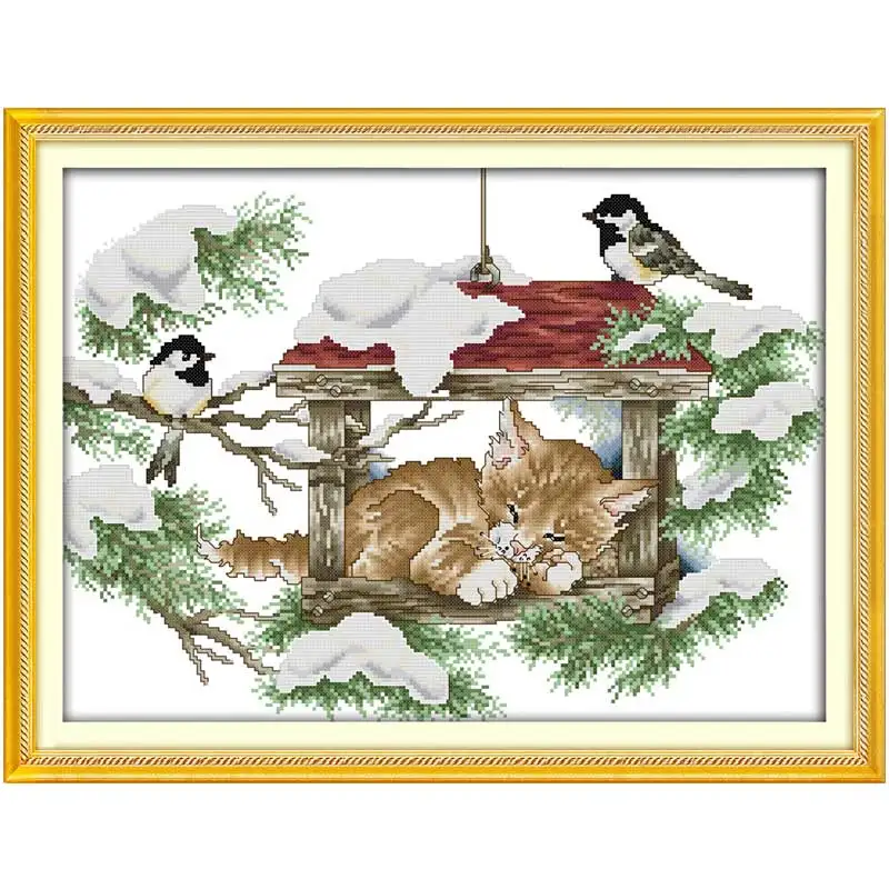 Deep sleep cat and birds Counted Cross Stitch 11CT 14CT Cross Stitch Set Wholesale Animal Cross-stitch Kit Embroidery Needlework
Deep sleep cat and birds Counted Cross Stitch 11CT 14CT Cross Stitch Set Wholesale Animal Cross-stitch Kit Embroidery Needlework