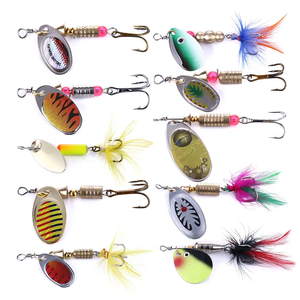 2pcs a lot Spinner Spoon Fishing Lures Feathered Hook Artificial Bait Metal Fishing Tackle Sequins Bait for Trout Bass
2pcs a lot Spinner Spoon Fishing Lures Feathered Hook Artificial Bait Metal Fishing Tackle Sequins Bait for Trout Bass