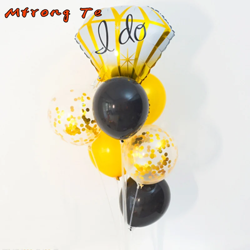 7pcs Gold Diamond Ring Foil Balloons Inflatable with Confetti Latex Helium Air Balloon Wedding Decoration Event Party Supplies
7pcs Gold Diamond Ring Foil Balloons Inflatable with Confetti Latex Helium Air Balloon Wedding Decoration Event Party Supplies