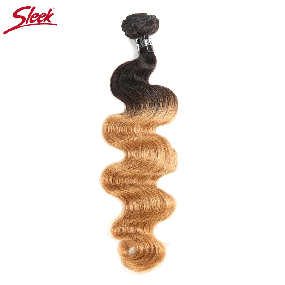 

Sleek Ombre Brazilian Hair Body Wave Human Hair Weave Bundles Deal 1B/27 Piece Weft Two Tone Remy Hair Extension 10 to 30 Inches
