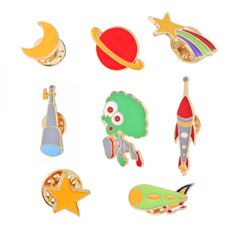 Creative Cartoon Universe Spaceship Series Brooch Rocket Alien Moon Star Enamel Pins Badge Denim Jackets Lapel Pin Space Jewelry
Creative Cartoon Universe Spaceship Series Brooch Rocket Alien Moon Star Enamel Pins Badge Denim Jackets Lapel Pin Space Jewelry