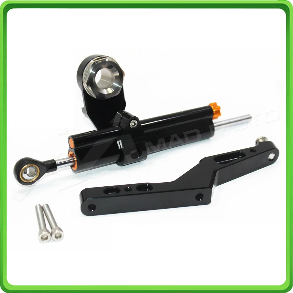 For Kawasaki Ninja ZX-6R ZX6R 636cc 2013 2014 2015 2016 2017 Steering Damper Stabilizer & Bracket Mount Kit Black color (3)