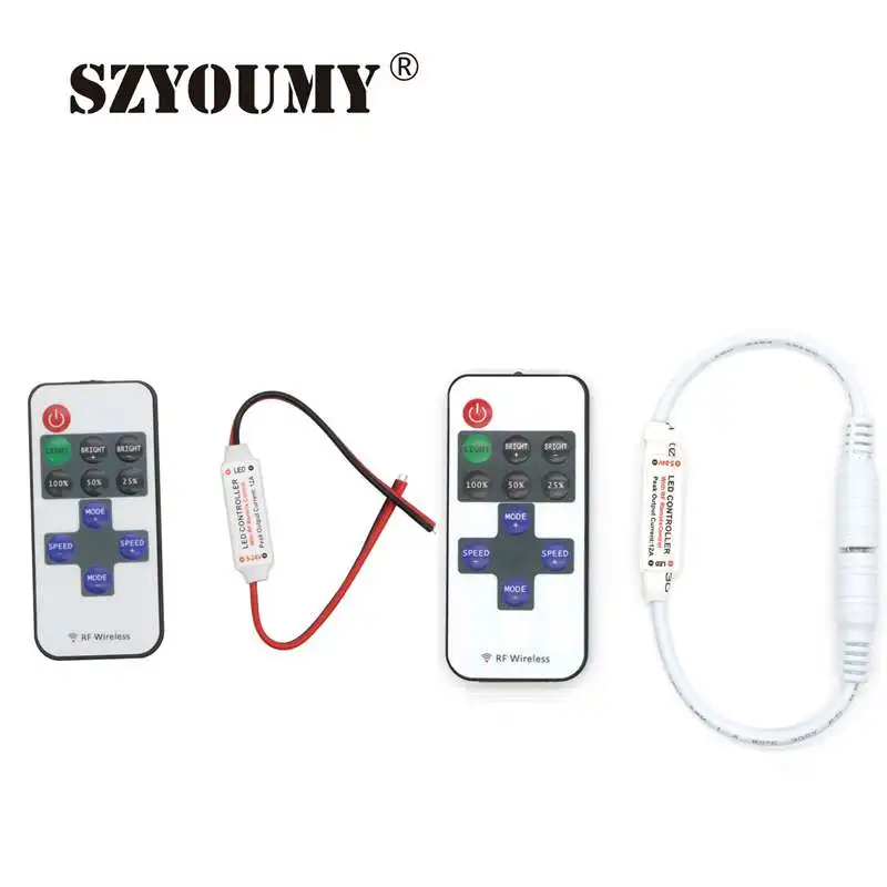 

SZYOUMY 11 Keys RF Wireless Dimmer DC 12V Single Color LED Strip Remote Controller Apply to 5050 2835 5630 3014 LED Strip