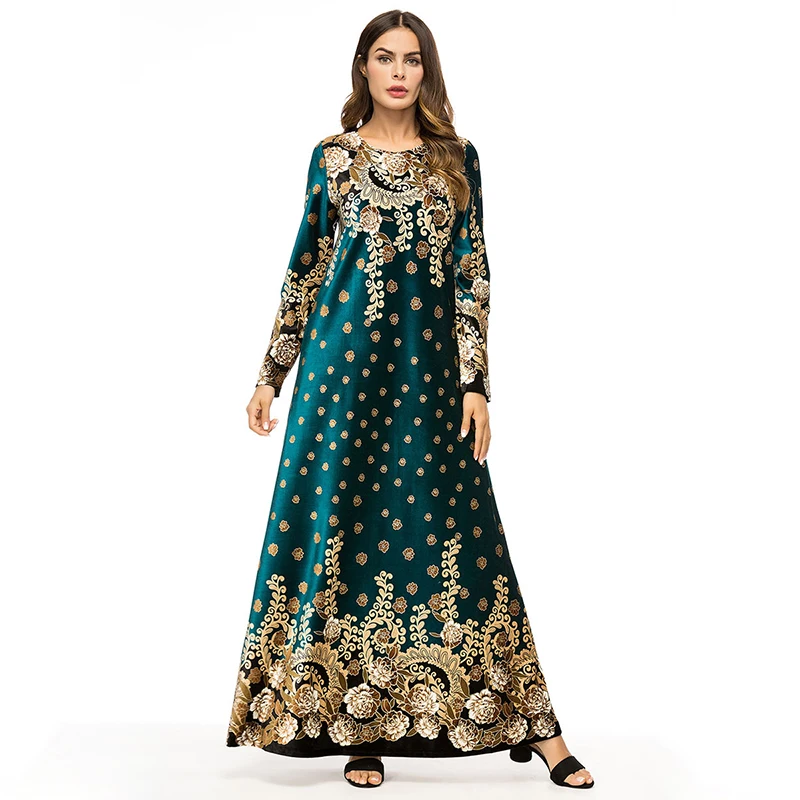Musulman Caftan Velvet Maxi Elegent Muslim Abaya Islamic Hijab Dress 2019 Fashion Vestido Arabic Clothing | Тематическая одежда и