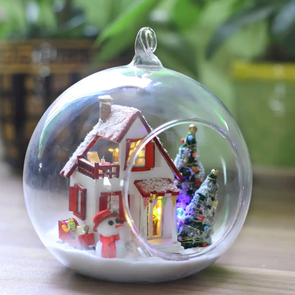 doll house mini glass ball model building kits handmade wooden