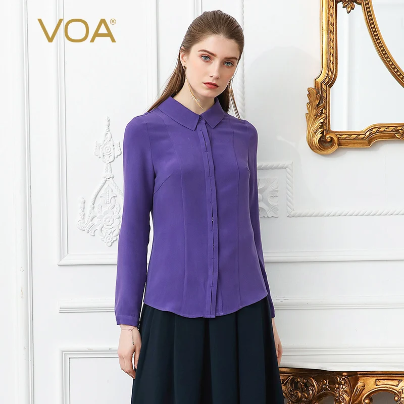 VOA 2018 Spring Purple Plus Size Office Lady Heavy Silk Blouse Slim Brief Basic Formal Shirt Solid Long Sleeve Women Tops B2136
VOA 2018 Spring Purple Plus Size Office Lady Heavy Silk Blouse Slim Brief Basic Formal Shirt Solid Long Sleeve Women Tops B2136
