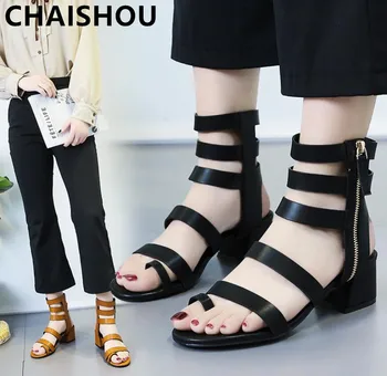 CHAISHOU shoes woman summer high cut fish mouth hollow sandals female side zipper in the thick with the foot Roman shoes B-411
CHAISHOU shoes woman summer high cut fish mouth hollow sandals female side zipper in the thick with the foot Roman shoes B-411