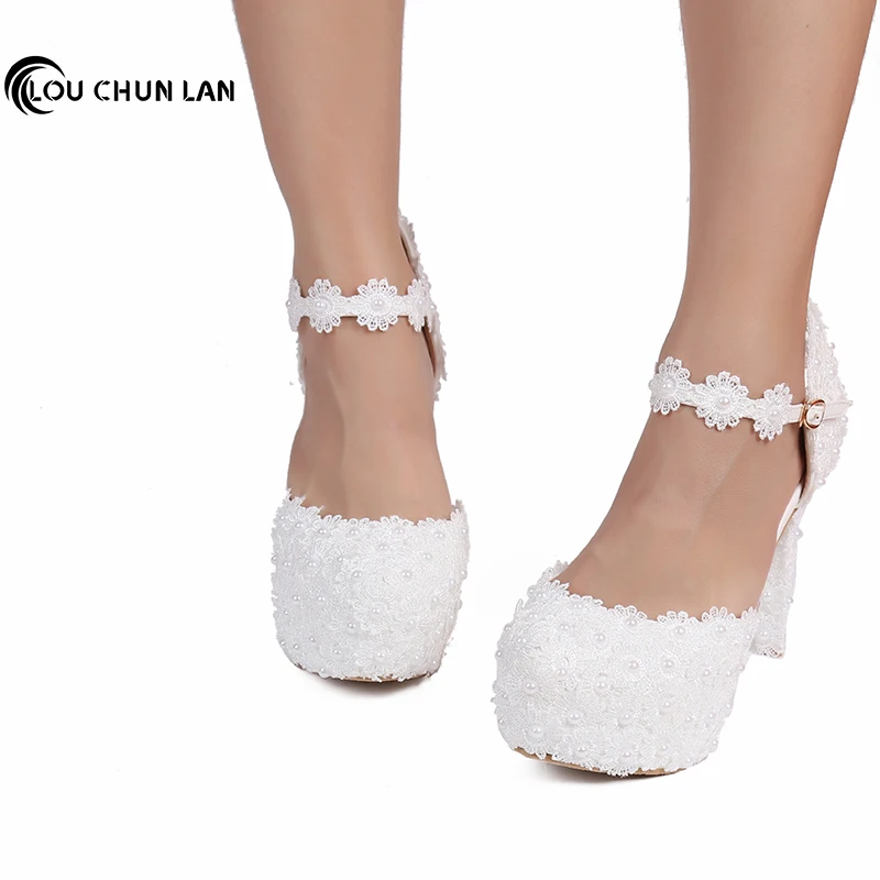 LOUCHUNLAN 12CM Women High Heels White Lace Flowers Pearl Women Pumps Shoes Wedding Soes Dress Shoes Party fashion Woman Shoes
LOUCHUNLAN 12CM Women High Heels White Lace Flowers Pearl Women Pumps Shoes Wedding Soes Dress Shoes Party fashion Woman Shoes