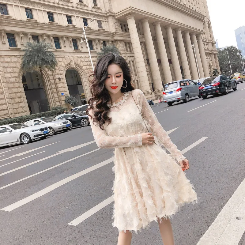 2019 Spring New Lady Temperament Long-sleeved O-neck Lace stitching Tassel Mesh high waist A-LINE Fairy Dress
2019 Spring New Lady Temperament Long-sleeved O-neck Lace stitching Tassel Mesh high waist A-LINE Fairy Dress