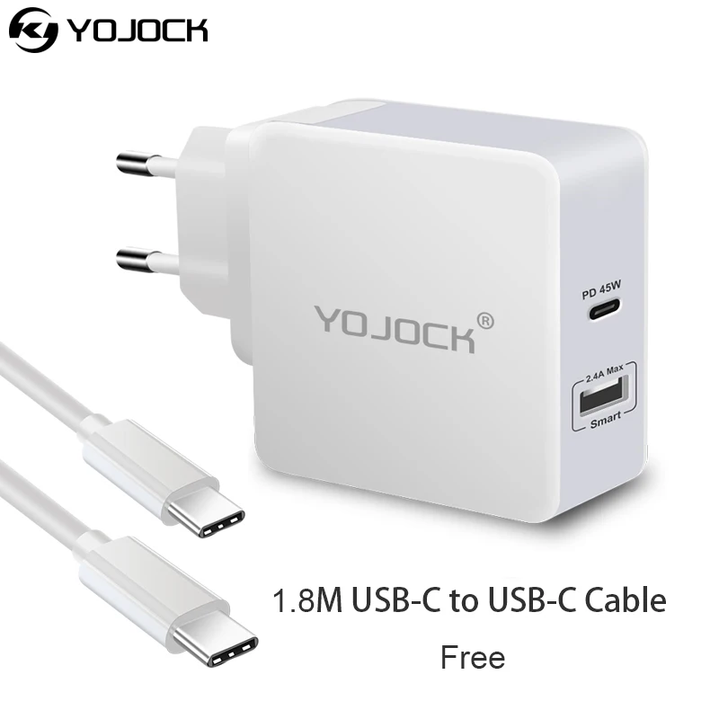 Yojock 45w USB Type C PD Charger Portable Power Delivery QC3.0 Charger for Nintendo Swith Xiaomi Huawei w/ 6.6ft White Cable
Yojock 45w USB Type C PD Charger Portable Power Delivery QC3.0 Charger for Nintendo Swith Xiaomi Huawei w/ 6.6ft White Cable