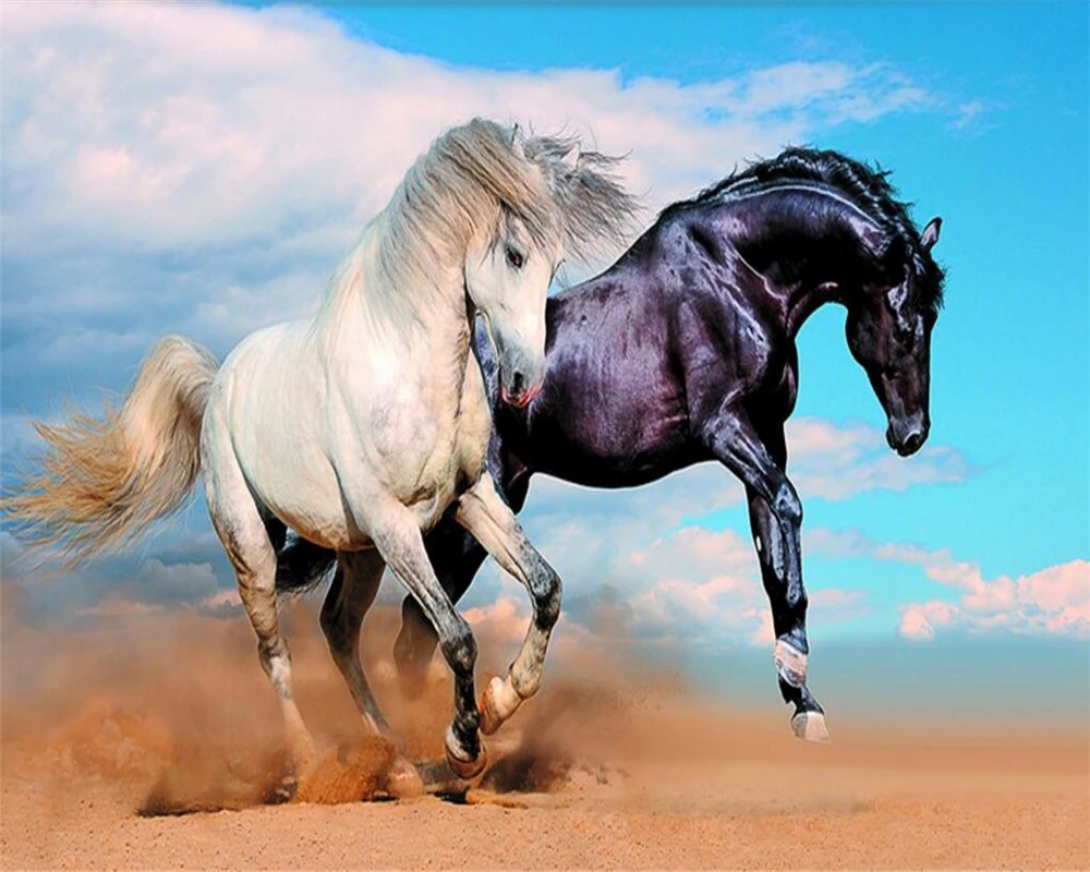 Beibehang пользовательские большие Свежие обои черно-белые лошади 3D фото роспись