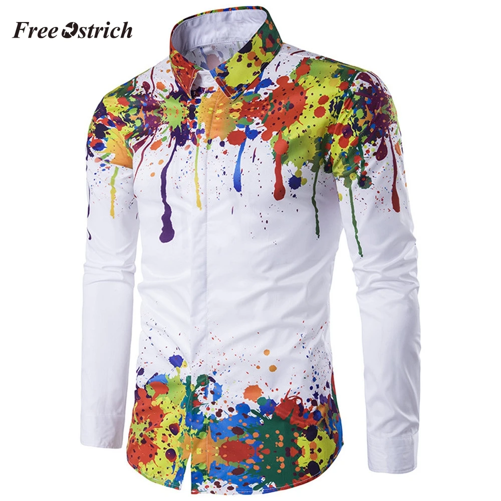 Free Ostrichmen's Color Ink-splashed Printed Long-sleeved Shirts Plus Size Thin Model Flowery Soft Shirt Turn-down Collar Shirt
Free Ostrichmen's Color Ink-splashed Printed Long-sleeved Shirts Plus Size Thin Model Flowery Soft Shirt Turn-down Collar Shirt