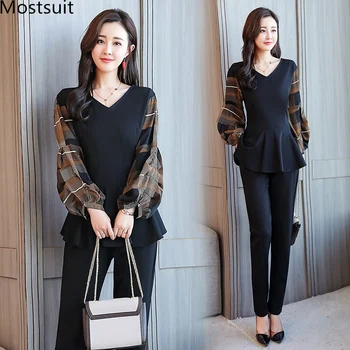 Xl-5xl Black Plaid 2 Piece Set Women Plus Size Lantern Sleeve Tops And Pants Sets Suits Spring Autumn Casual Office Women's Sets
Xl-5xl Black Plaid 2 Piece Set Women Plus Size Lantern Sleeve Tops And Pants Sets Suits Spring Autumn Casual Office Women's Sets