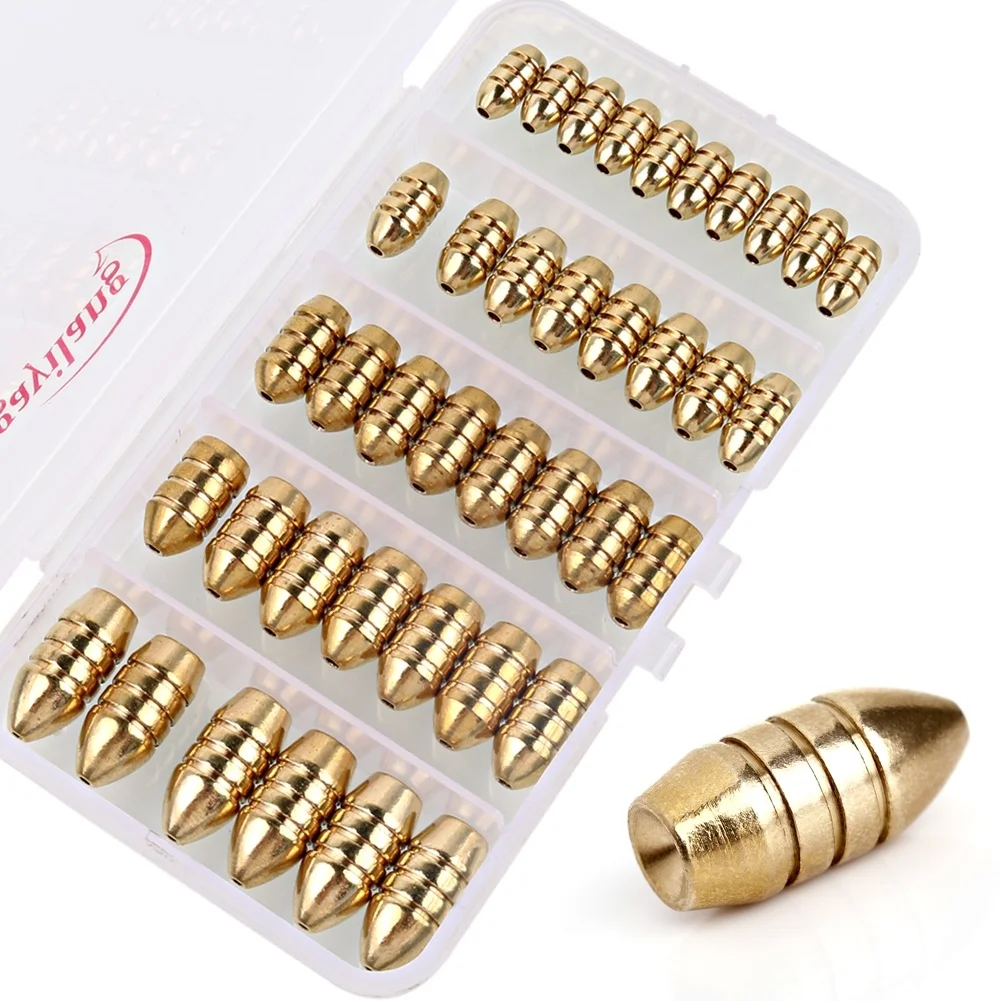 Sougayilang 39Pcs Brass Sinker Bullet shape Fishing Sinkers - 5 Size with Plastic Box
Sougayilang 39Pcs Brass Sinker Bullet shape Fishing Sinkers - 5 Size with Plastic Box