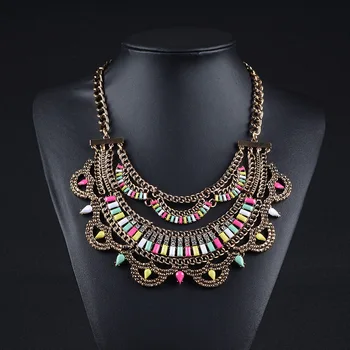 Bohemia Vintage Large Collar Choker Necklace Women Colorful Crystal Chunky Big Bib Necklace Jewelry Indian Statement Choker
Bohemia Vintage Large Collar Choker Necklace Women Colorful Crystal Chunky Big Bib Necklace Jewelry Indian Statement Choker