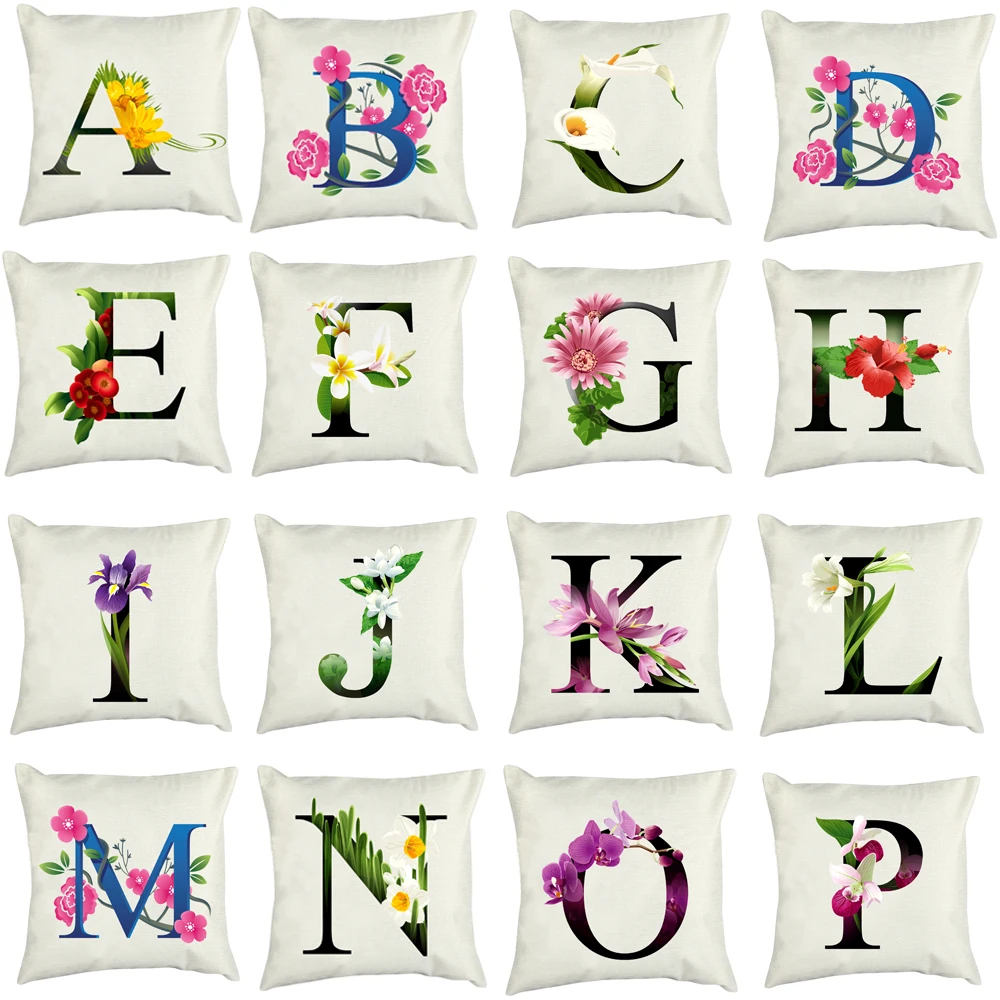 26pcs Letters Pillowcase 45X45cm Linen Alphabets & Flower Pattern Pillow Cover for Home Office Decorative Pillow Case Square
26pcs Letters Pillowcase 45X45cm Linen Alphabets & Flower Pattern Pillow Cover for Home Office Decorative Pillow Case Square