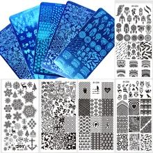 1 pcs 12*6 cm Retângulo Prego Stamping Template Negativo Windmill Flores Padrões de Desenhos de Unhas DIY Manicure Placa Selo JIXYZ01-32(China)