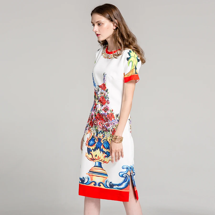 Casual Dress Spring Women Fashion Flowers Print Split Novelty Short Sleeve Summer Dress
Casual Dress Spring Women Fashion Flowers Print Split Novelty Short Sleeve Summer Dress