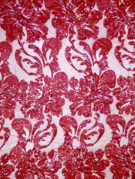 Fashionable Red French net lace fabric Sequins paillette fabric for party
Fashionable Red French net lace fabric Sequins paillette fabric for party