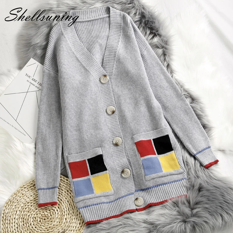Shellsuning Button Sweater Women Pocket Stretch V Neck Knitted Cardigans Autumn New 2019 Korean Casual Oversize Warm Female Coat
Shellsuning Button Sweater Women Pocket Stretch V Neck Knitted Cardigans Autumn New 2019 Korean Casual Oversize Warm Female Coat