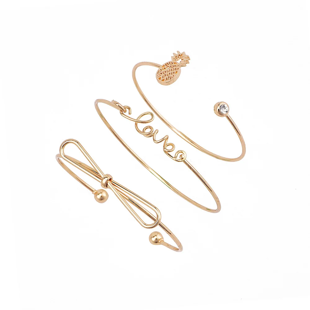 New Fashion Jewelry Bangles Pulseiras Pineapple Bowknot Love Letter Bangle Bangles For Women Gold Bangles Wholesale
New Fashion Jewelry Bangles Pulseiras Pineapple Bowknot Love Letter Bangle Bangles For Women Gold Bangles Wholesale