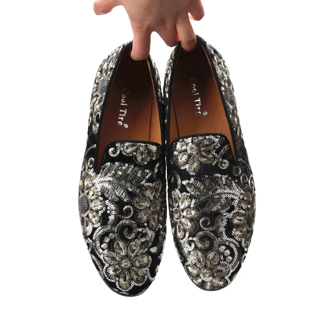 Sequined Embroidered Canvas Slippers Men's Loafers (8)