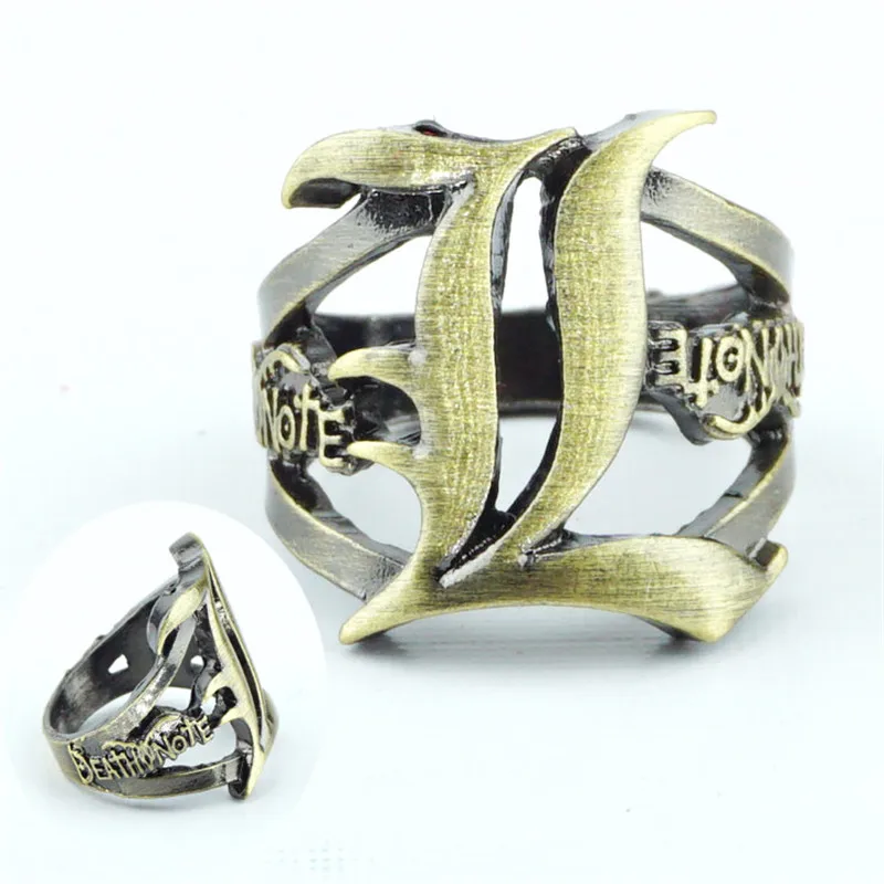 Japan Anime Death Note Letter L Logo Ring Bronze Meatl Hollow Costume Accessory Cosplay Collection For Send Friends Rings Gift
Japan Anime Death Note Letter L Logo Ring Bronze Meatl Hollow Costume Accessory Cosplay Collection For Send Friends Rings Gift