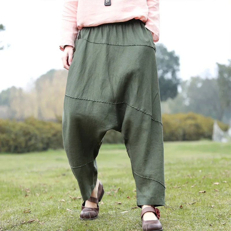 Spring Summer Trendy Long Crotch Women Ramie Linen Cross Pants, Unique Street Fashion Green Wine Red White Black Lady Trousers
Spring Summer Trendy Long Crotch Women Ramie Linen Cross Pants, Unique Street Fashion Green Wine Red White Black Lady Trousers