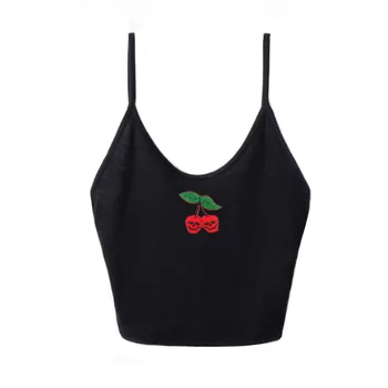 2019 Summer Sexy Slim Crop Top Womens Elasticity Slim Tank Tops Tees Novelty Cherry Top Cropped Feminino Black White
2019 Summer Sexy Slim Crop Top Womens Elasticity Slim Tank Tops Tees Novelty Cherry Top Cropped Feminino Black White