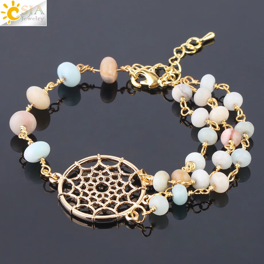 CSJA Matte Natural Amazonite Stone Bracelet Dream Catcher Monternet Hollow Dreamcatcher Multilayer Bracelets for Women Girl F756
CSJA Matte Natural Amazonite Stone Bracelet Dream Catcher Monternet Hollow Dreamcatcher Multilayer Bracelets for Women Girl F756