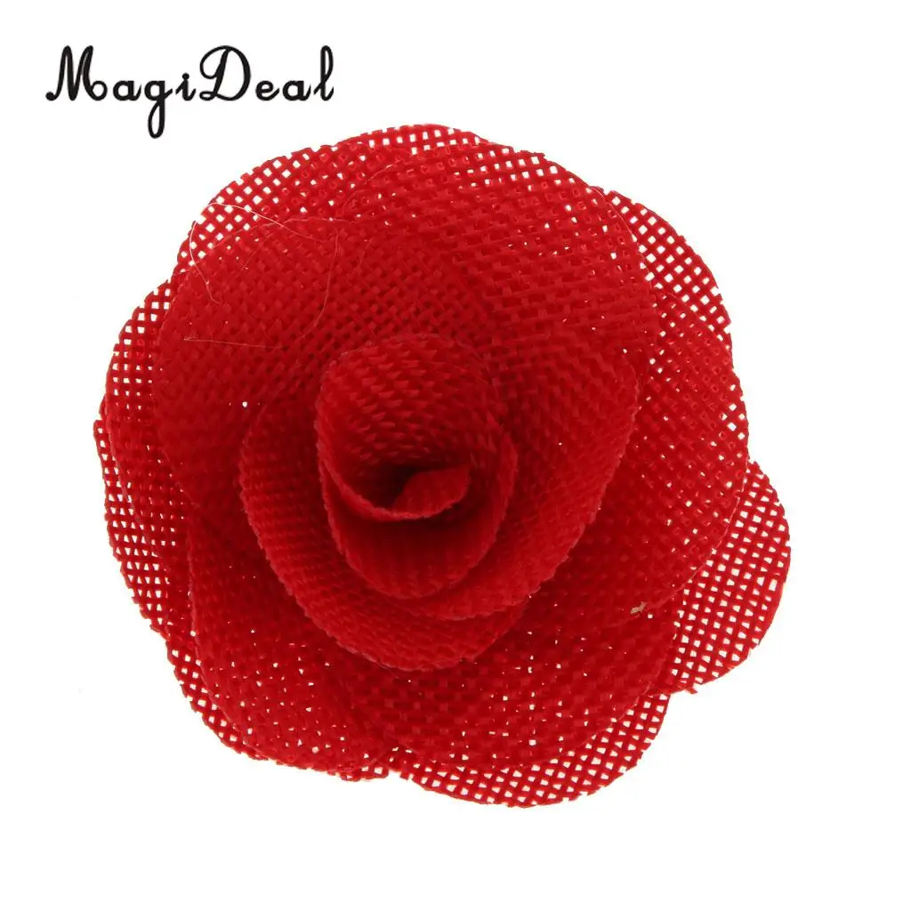 MagiDeal 10pcs/Lot 6.5cm Rustic Flower Rose Wedding Burlap Hessian Jute Vintage Decor Bride Bridegroom Corsage Wedding Supplies