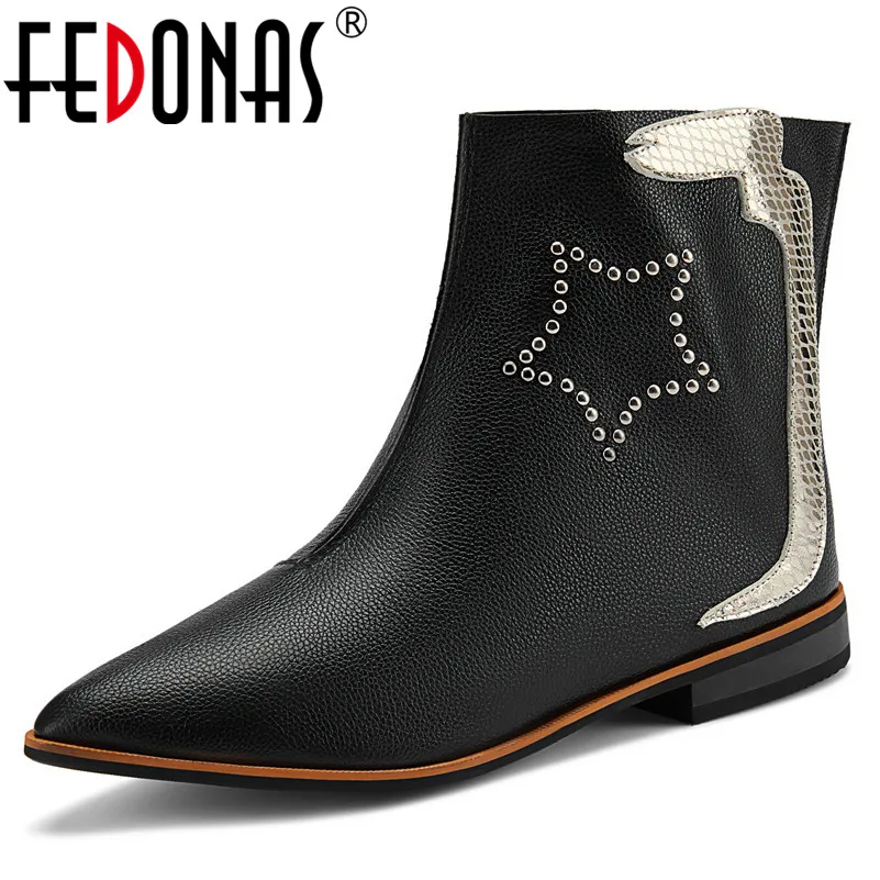 FEDONAS Classic Pointed Toe Low Heels Women Ankle Boots Zipper Basic Western Boots 2019 Autumn Winter New Genuine Leather Boots
FEDONAS Classic Pointed Toe Low Heels Women Ankle Boots Zipper Basic Western Boots 2019 Autumn Winter New Genuine Leather Boots