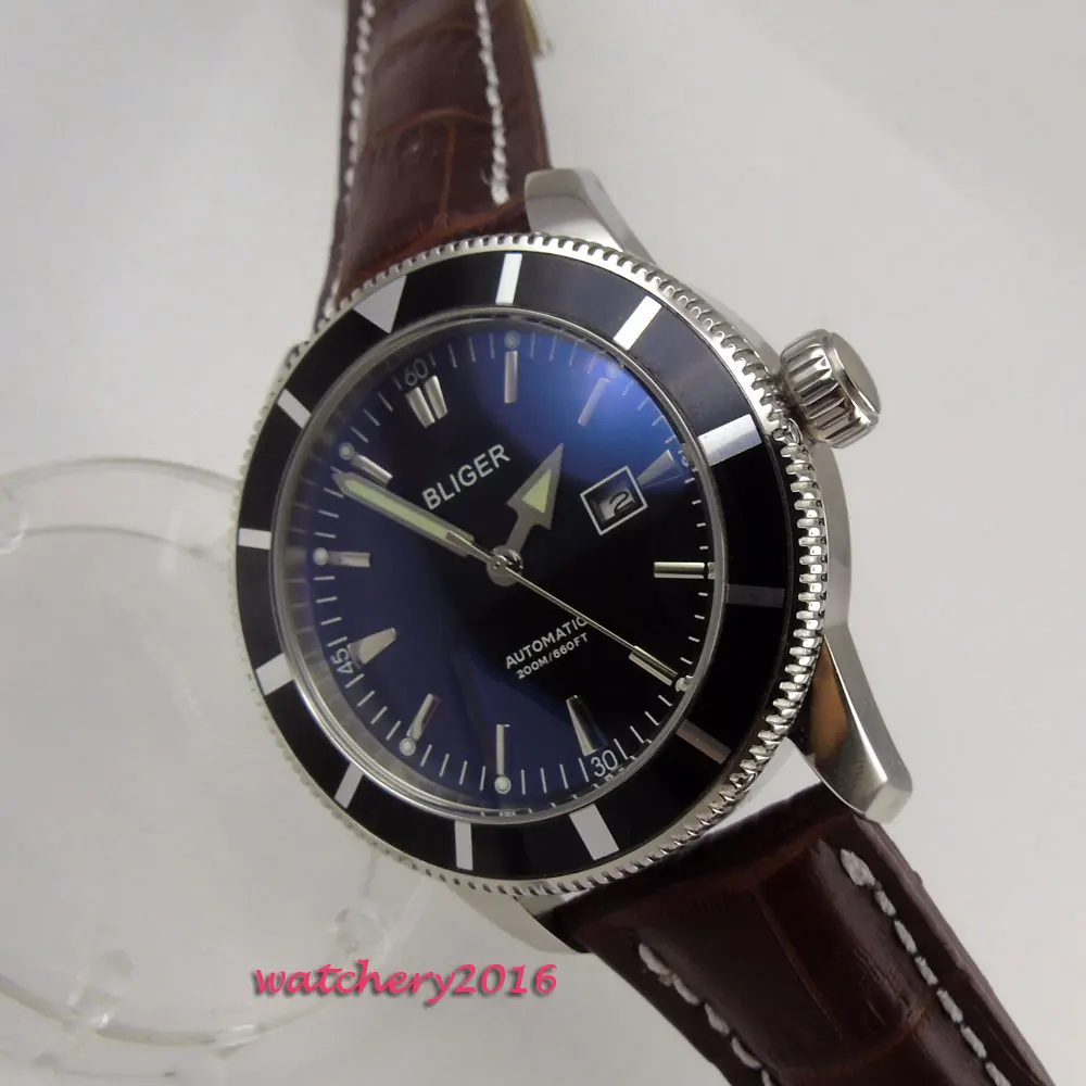 46mm Bliger Black dial Date window Steel 2018 Top brand Luxury Hot styles Luminous Hands Leather Automatic Mechanical mens Watch
46mm Bliger Black dial Date window Steel 2018 Top brand Luxury Hot styles Luminous Hands Leather Automatic Mechanical mens Watch