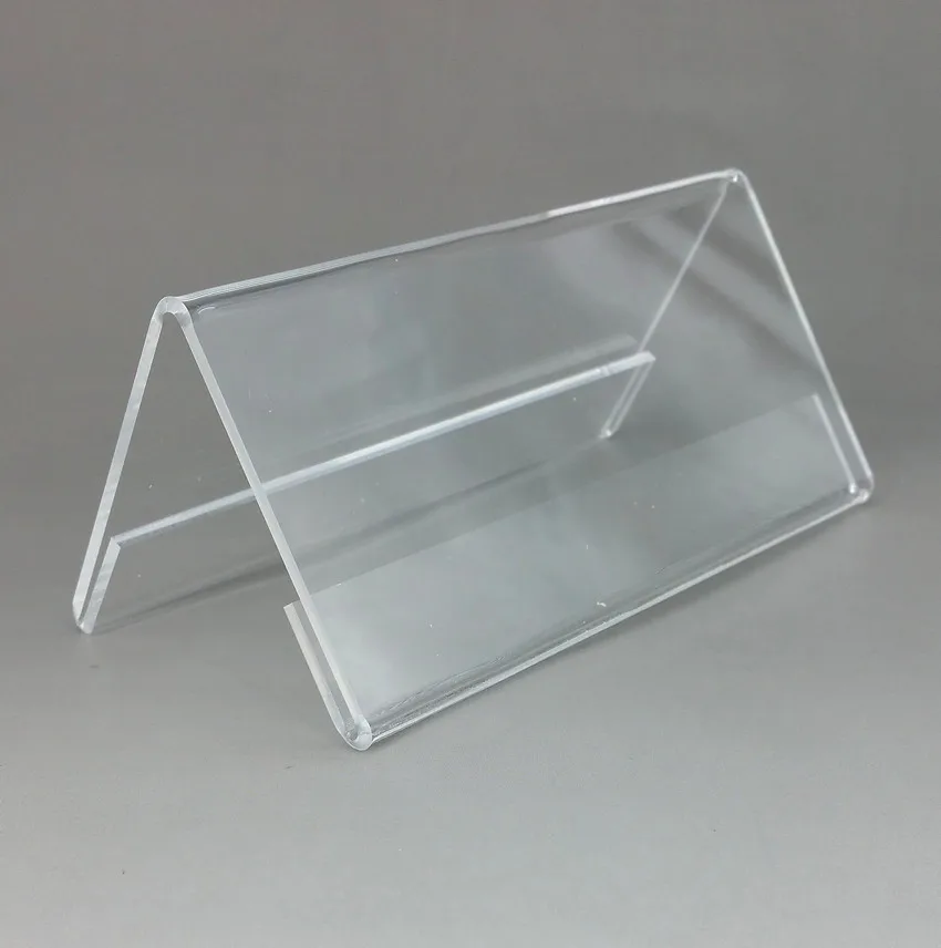 

200x75mm Plastic Clear Acrylic T2mm Sign Display Promotion Paper Card Label Name Holder Stand On Table Countertop V Type 300pcs