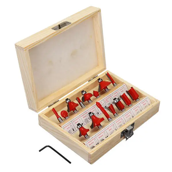 15PCS 1/4" Professional Shank Tungsten Carbide Router Bit Set Wood Case tool kit Milling Cutter Router bit set 6.35mm
15PCS 1/4" Professional Shank Tungsten Carbide Router Bit Set Wood Case tool kit Milling Cutter Router bit set 6.35mm
