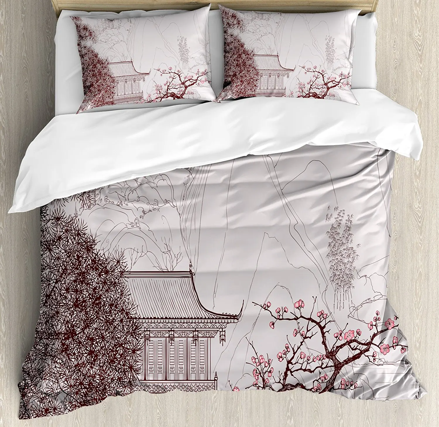 Japanese Duvet Cover Set With Pillow Shams Koi Carp Fish Couple Print