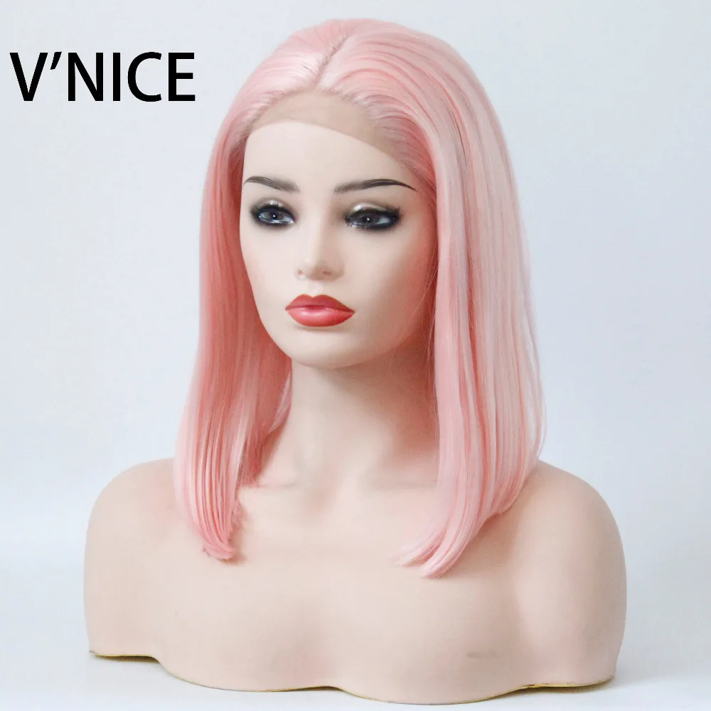 V'NICE Straight Synthetic Lace Front Bob Wig Baby Pink Color Natural Looking Short Hair Lace Wig Middle Parting Heat Resistant
V'NICE Straight Synthetic Lace Front Bob Wig Baby Pink Color Natural Looking Short Hair Lace Wig Middle Parting Heat Resistant