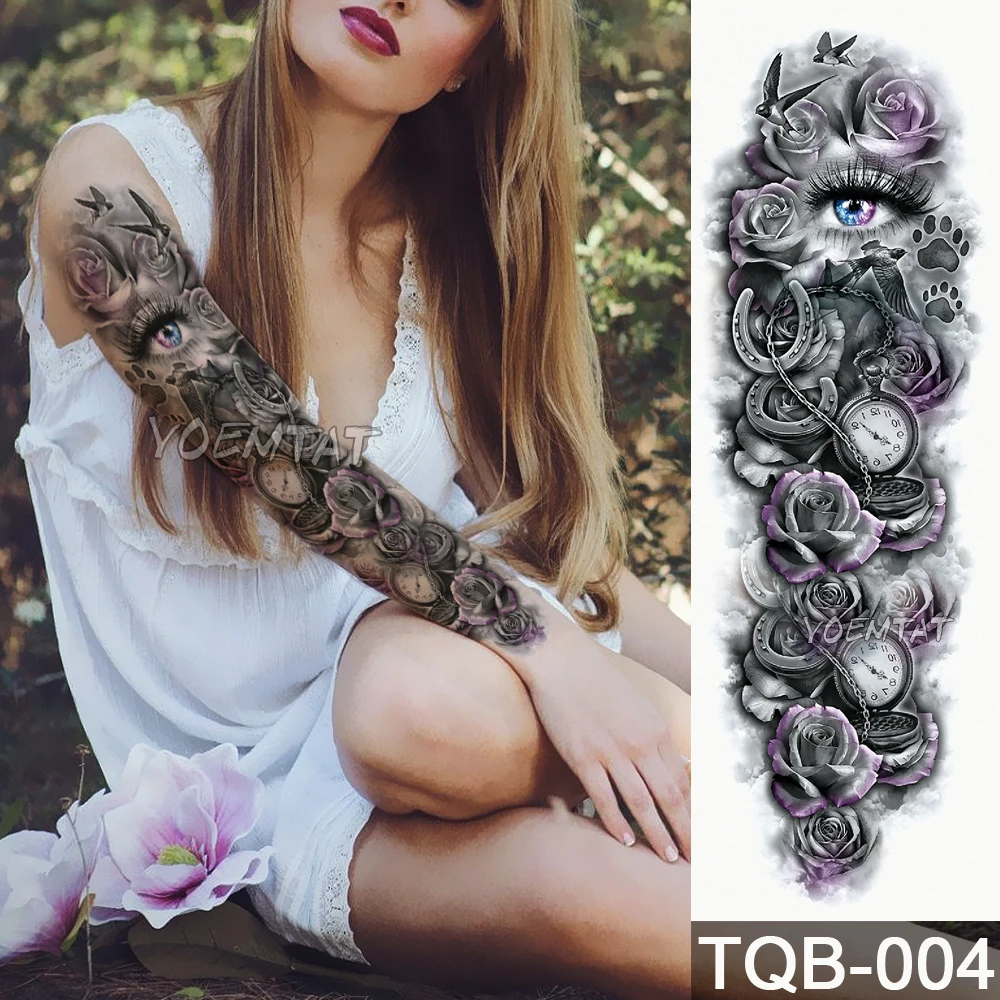 New 1 Piece Temporary Tattoo Sticker Mechanical rose eyes pattern Full Flower Tattoo with Arm Body Art Big Large Fake Tattoo
New 1 Piece Temporary Tattoo Sticker Mechanical rose eyes pattern Full Flower Tattoo with Arm Body Art Big Large Fake Tattoo