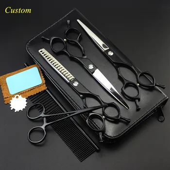 Custom 5 kit japan steel 6.5 inch black Pet dog grooming hair scissors cutting shears pet thinning barber hairdressing scissors
Custom 5 kit japan steel 6.5 inch black Pet dog grooming hair scissors cutting shears pet thinning barber hairdressing scissors
