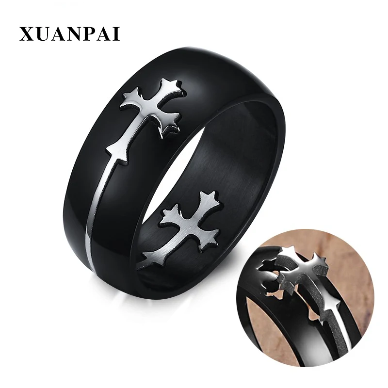 XUANPAI Men's Detachable Cross Ring Rock Punk Black Color 8MM Stainless Steel Male Finger Ring Prayer Jewelry
XUANPAI Men's Detachable Cross Ring Rock Punk Black Color 8MM Stainless Steel Male Finger Ring Prayer Jewelry