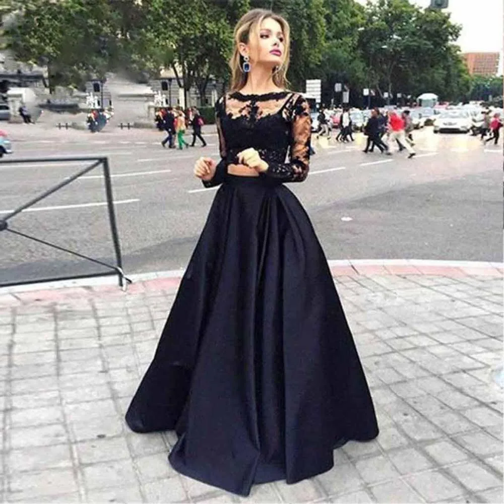 Lace Applique 2 Piece Prom Dress 2017 SoDigne Sexy Long Sleeve A Line Hot Sale Vestidos De Renda Black Long Gowns Custom Made
Lace Applique 2 Piece Prom Dress 2017 SoDigne Sexy Long Sleeve A Line Hot Sale Vestidos De Renda Black Long Gowns Custom Made