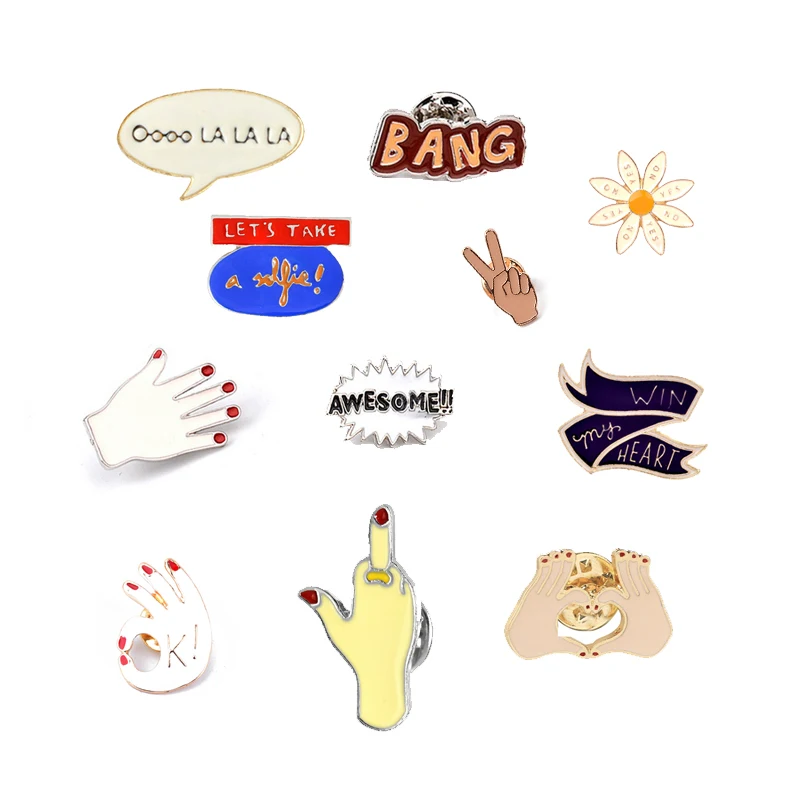 Fashion Style Creative Enamel Pins for Women Man Gestures OK Stop Dice Slogan Brooches Badge Party Games Funny Accessories Kids
Fashion Style Creative Enamel Pins for Women Man Gestures OK Stop Dice Slogan Brooches Badge Party Games Funny Accessories Kids