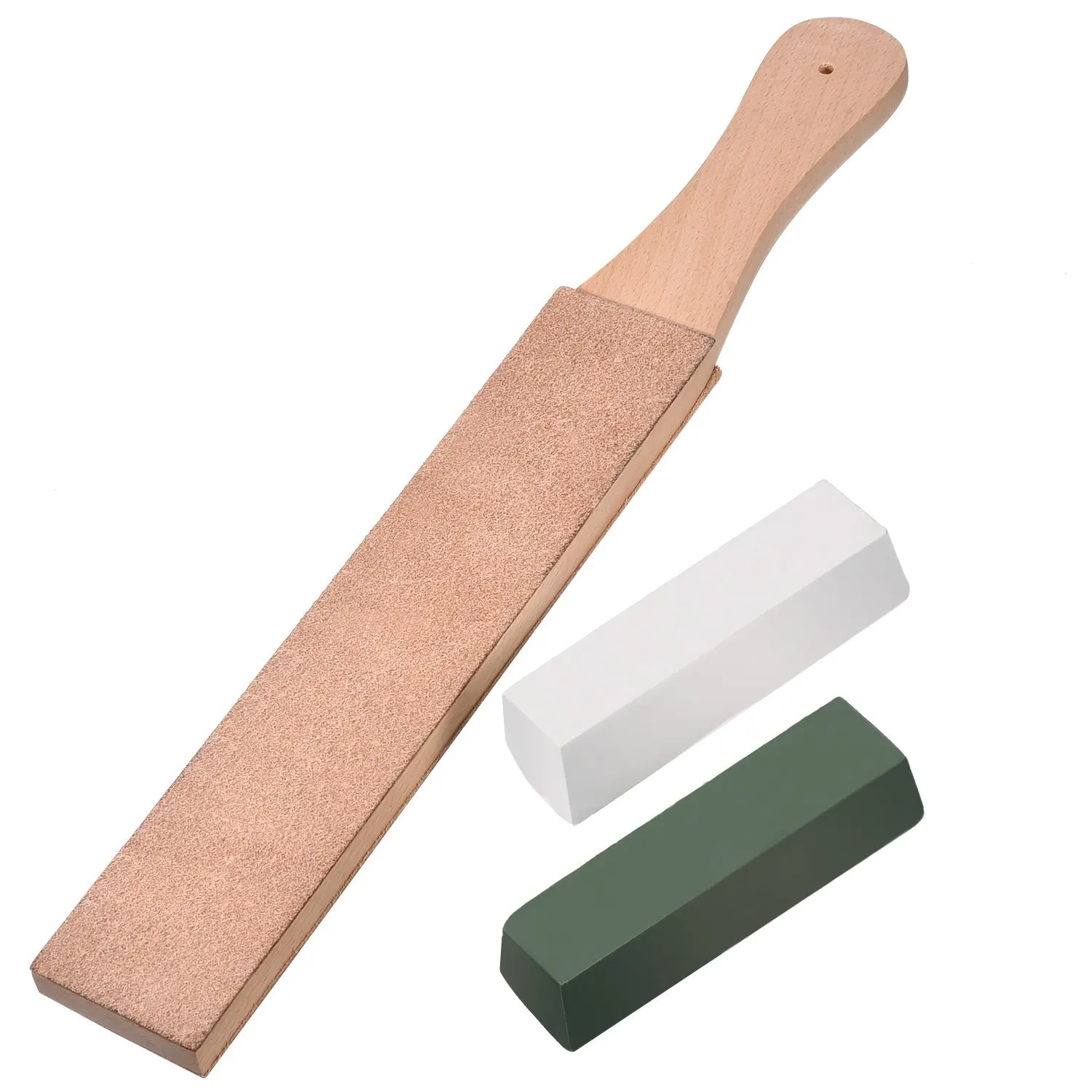 Leather Strop with Compounds Kit, Honing Block Stropping Leather Paddle Strop 4.58 oz Green White Buffing Polishing Compounds
Leather Strop with Compounds Kit, Honing Block Stropping Leather Paddle Strop 4.58 oz Green White Buffing Polishing Compounds